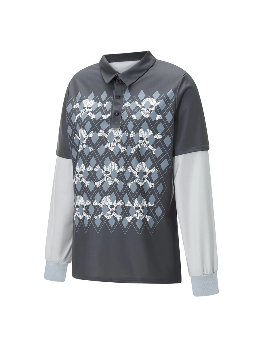 Женские летние готические топы, футболки Гранж с принтом черепа, длинными рукавами, отворотами и пуговицами, имитация двух предметов
Женские летние готические топы, футболки Гранж с принтом черепа, длинными рукавами, отворотами и пуговицами, имитация двух предметов