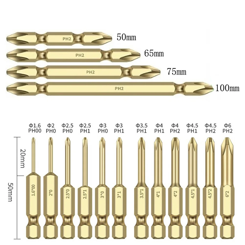 16pcs Screwdriver Bit 50/65/75/100mm Magnetic 1/4 Hex Shank Screwdriver Bit PH00 PH0 PH1 PH2 For Electric Hand Screwdriver
16pcs Screwdriver Bit 50/65/75/100mm Magnetic 1/4 Hex Shank Screwdriver Bit PH00 PH0 PH1 PH2 For Electric Hand Screwdriver