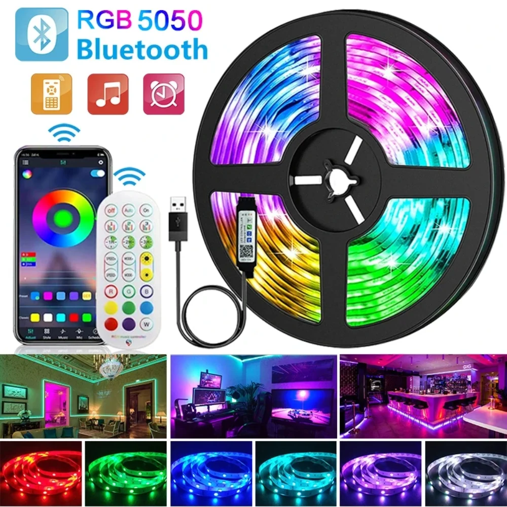 Светодиодная лента 5050 с поддержкой Bluetooth, USB, SMD, 5 В, RGB, светодиодная лампа, гибкая лента для украшения комнаты, подсветка телевизора, Диодная лента
Светодиодная лента 5050 с поддержкой Bluetooth, USB, SMD, 5 В, RGB, светодиодная лампа, гибкая лента для украшения комнаты, подсветка телевизора, Диодная лента