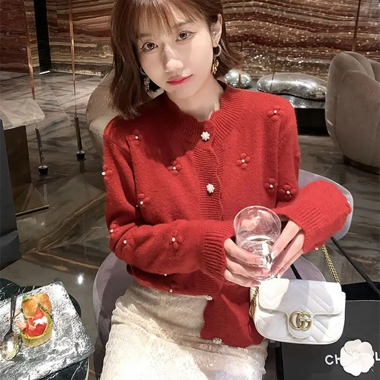 Red Lace Knitted Cardigan Sweater Women's Pullover Autumn 2022 New Vintage Flower Top
Red Lace Knitted Cardigan Sweater Women's Pullover Autumn 2022 New Vintage Flower Top