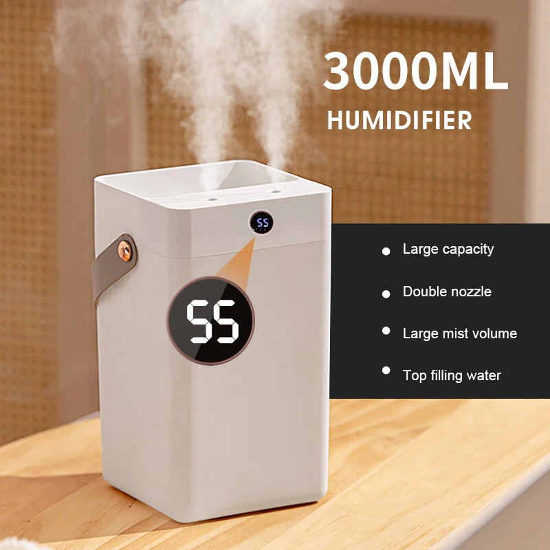 3L Double Nozzle Air Humidifier Aroma Oil Diffuser Large Capacity With LCD USB Ultrasonic Humidifier Cool Mist Sprayer
3L Double Nozzle Air Humidifier Aroma Oil Diffuser Large Capacity With LCD USB Ultrasonic Humidifier Cool Mist Sprayer