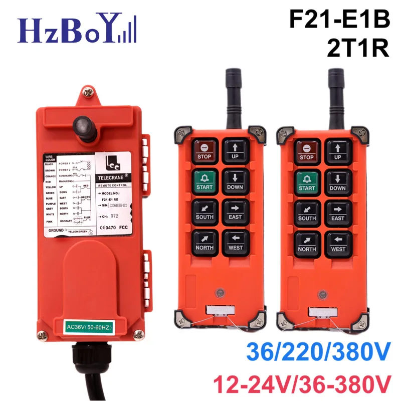 

Free Ship F21-E1B 2T1R Industrial Wireless Radio Remote Control DC/AC 12/24/36/220/380V F21-E1B for Overhead Crane Hoist