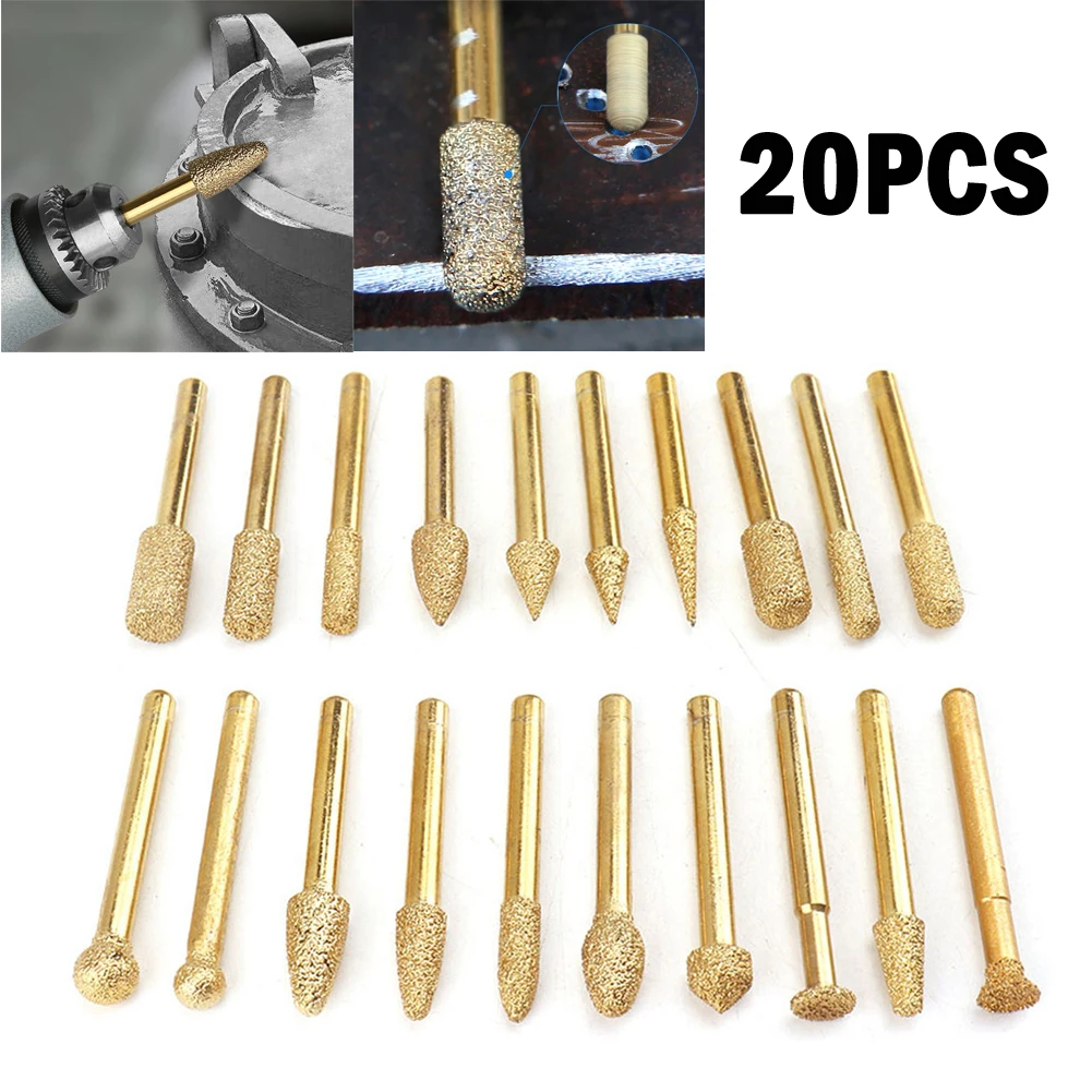 20Pc 6mm Shank Brazed Straight Diamond Router Bit Grinding Rotary File Stone Marble Granite Engraving Carving Router Bits Golden
20Pc 6mm Shank Brazed Straight Diamond Router Bit Grinding Rotary File Stone Marble Granite Engraving Carving Router Bits Golden