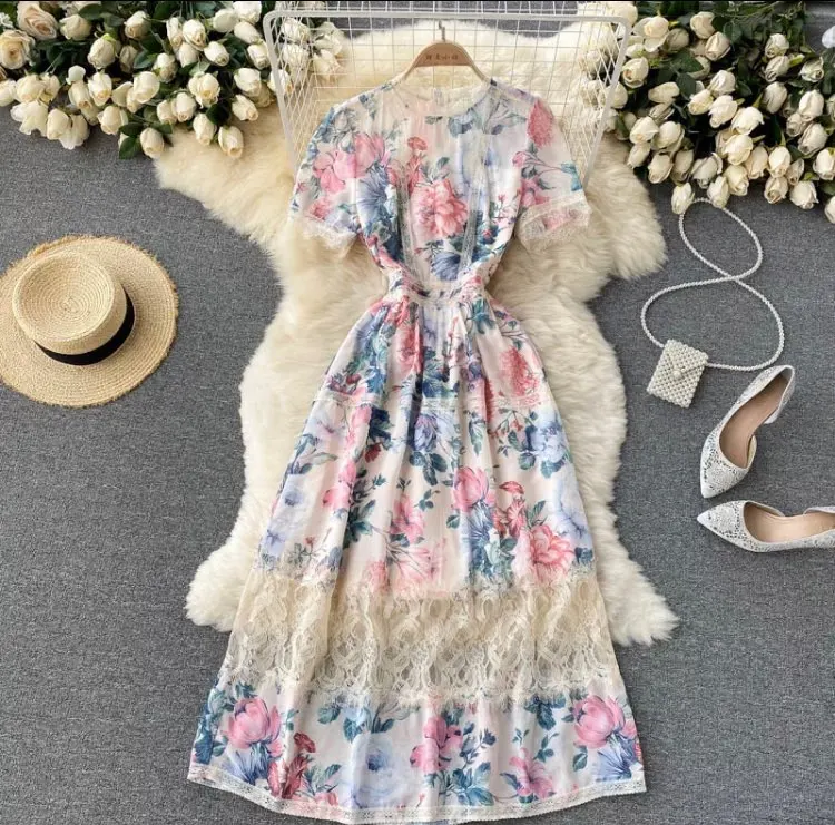 WITNAYUW 2022 Summer Fashion Women Retro Short Sleeve Floral Print Lace Patchwork Mid Calf Slim A Line Casual Vesitos
WITNAYUW 2022 Summer Fashion Women Retro Short Sleeve Floral Print Lace Patchwork Mid Calf Slim A Line Casual Vesitos