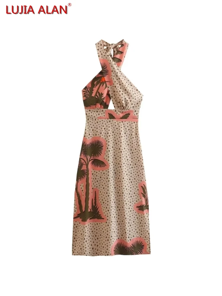 New Women's Coconut Printing Halter Dress Elegant Female Sexy Backless Side Slit Slim Fit Vestidos LUJIA ALAN WD1733
New Women's Coconut Printing Halter Dress Elegant Female Sexy Backless Side Slit Slim Fit Vestidos LUJIA ALAN WD1733