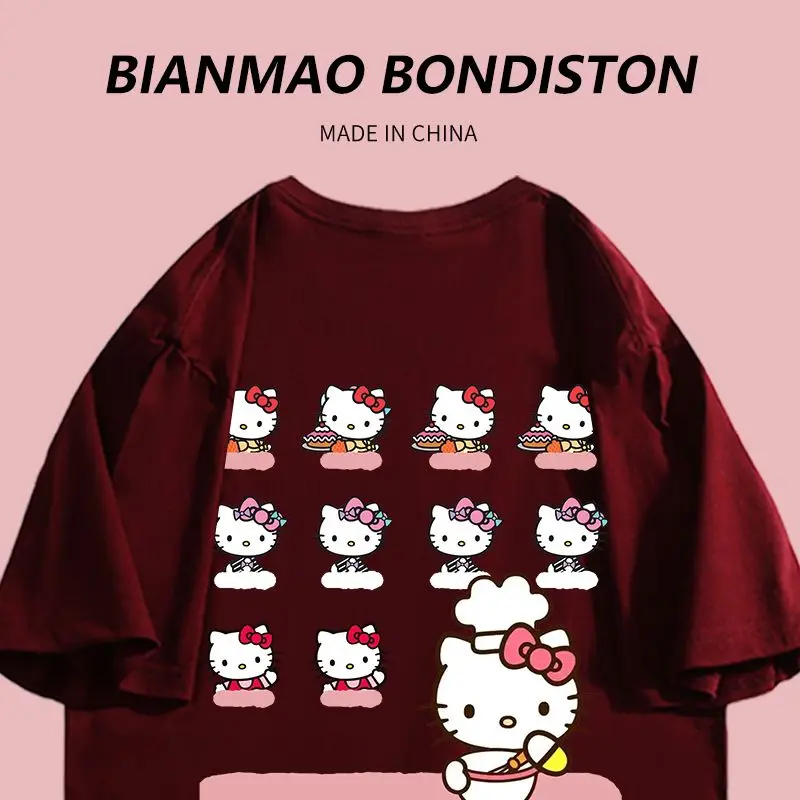 Sanrio Hellokitty Summer New Short Sleeve T-Shirt Sweet Cool Hongkong Style Wine Red College Style Girlfriends Outfit Ins Tide
Sanrio Hellokitty Summer New Short Sleeve T-Shirt Sweet Cool Hongkong Style Wine Red College Style Girlfriends Outfit Ins Tide