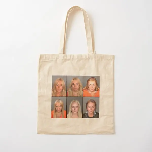 

Lindsay Lohan Mugshots Cotton Canvas Bag Printed Women Unisex Designer Shoulder Bag Fabric Fashion Travel Grocery Handbag