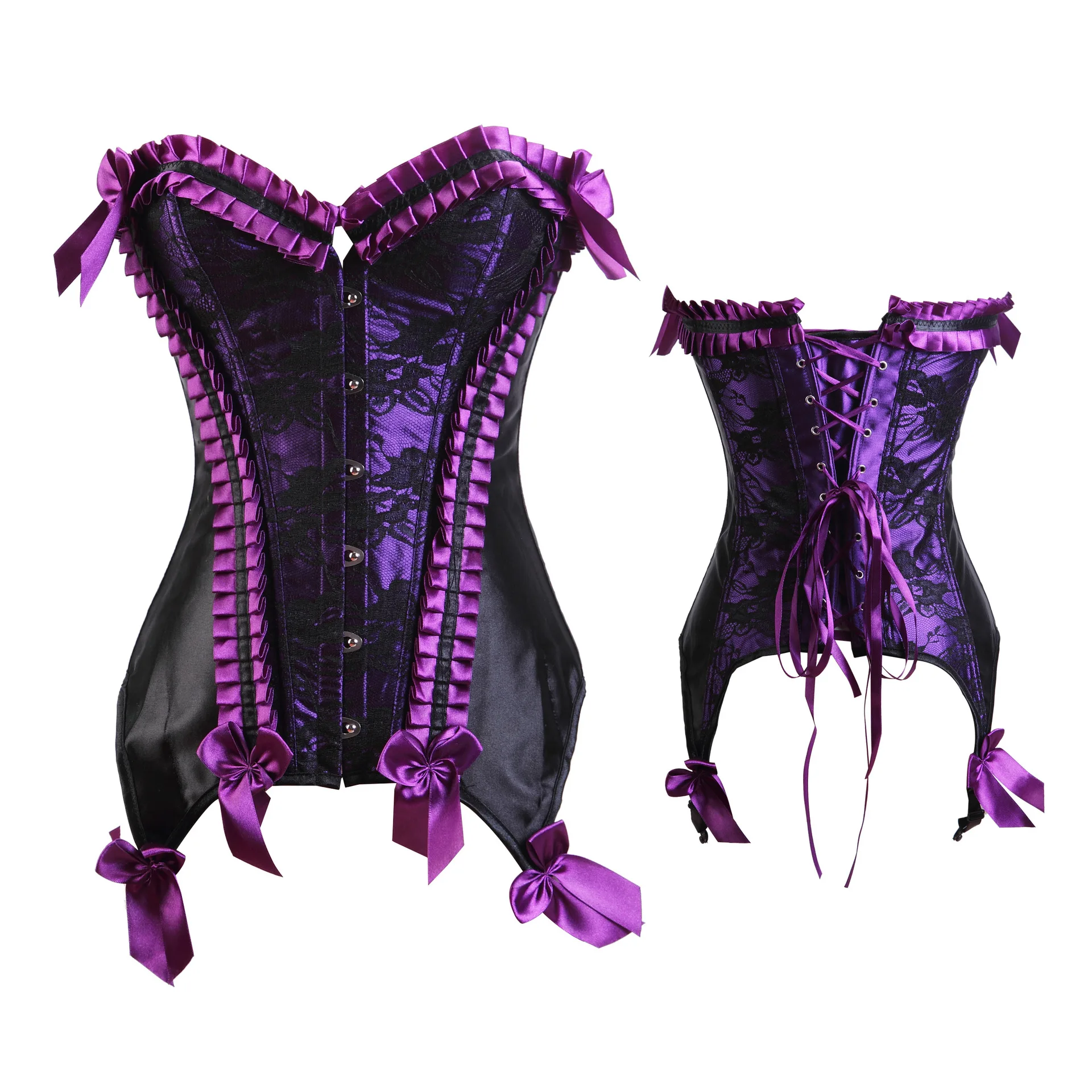 Steampunk Purple Corset Sexy Corselet With Skirts Gothic Women Waist Trainer Lace up Wedding Clubwear
Steampunk Purple Corset Sexy Corselet With Skirts Gothic Women Waist Trainer Lace up Wedding Clubwear