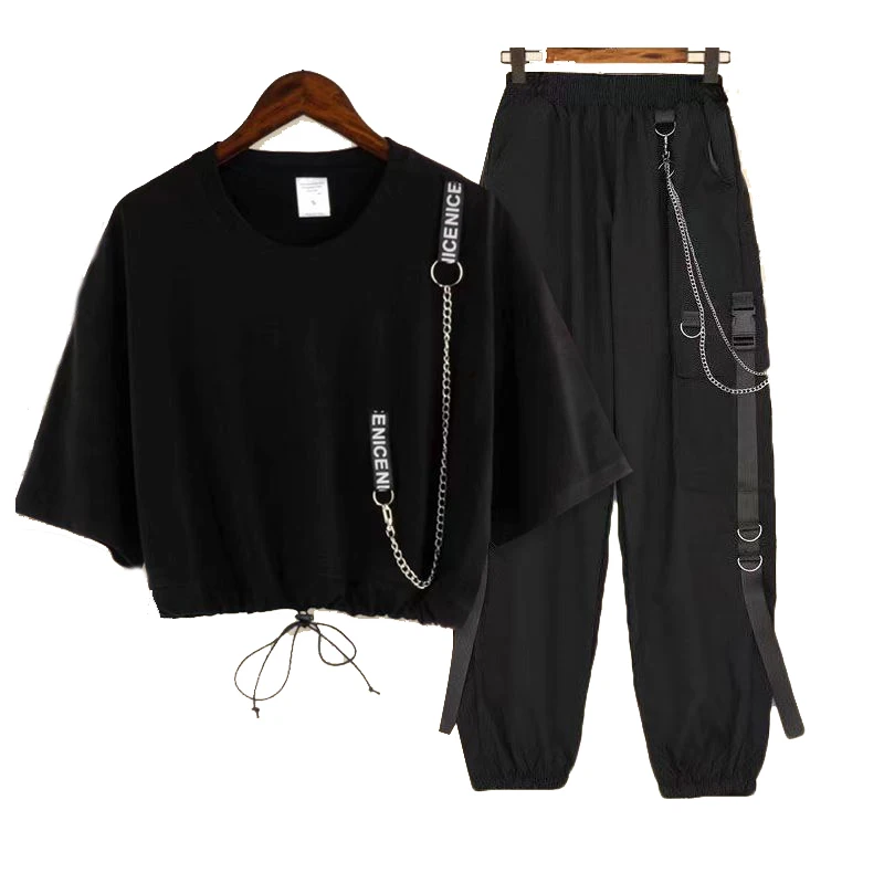 Streetwear Summer Overalls 2 Piece Suit Female Drawstring Short T-shirt Female+High Waist Straight Leg Cargo Pants two-piece SET
Streetwear Summer Overalls 2 Piece Suit Female Drawstring Short T-shirt Female+High Waist Straight Leg Cargo Pants two-piece SET