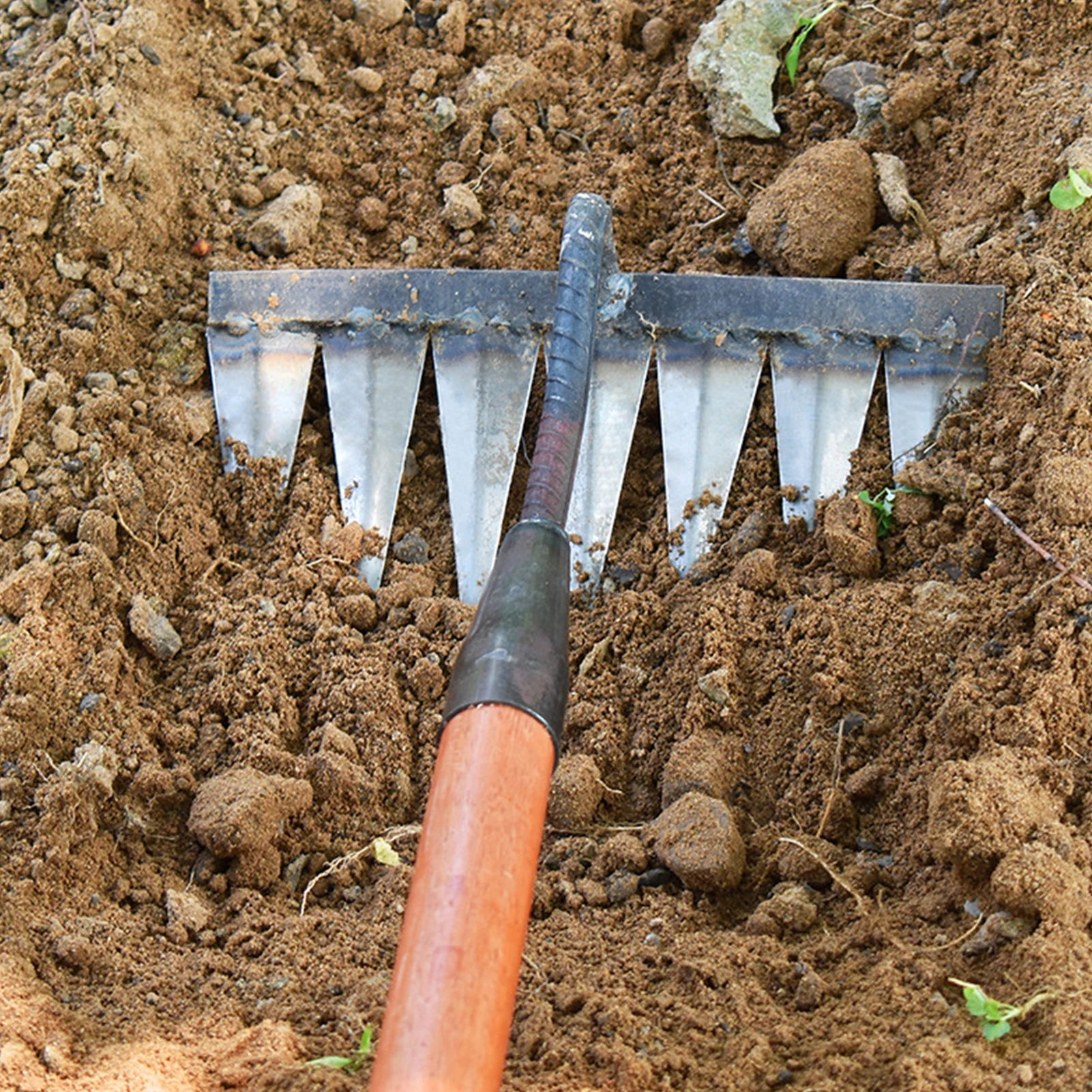 

Carbon Steel Garden Hand Rake Tines Rake Dethatching Weeding Acreage Rake Rock Gravel Root Garden Tools 4/5/6/7 Tines