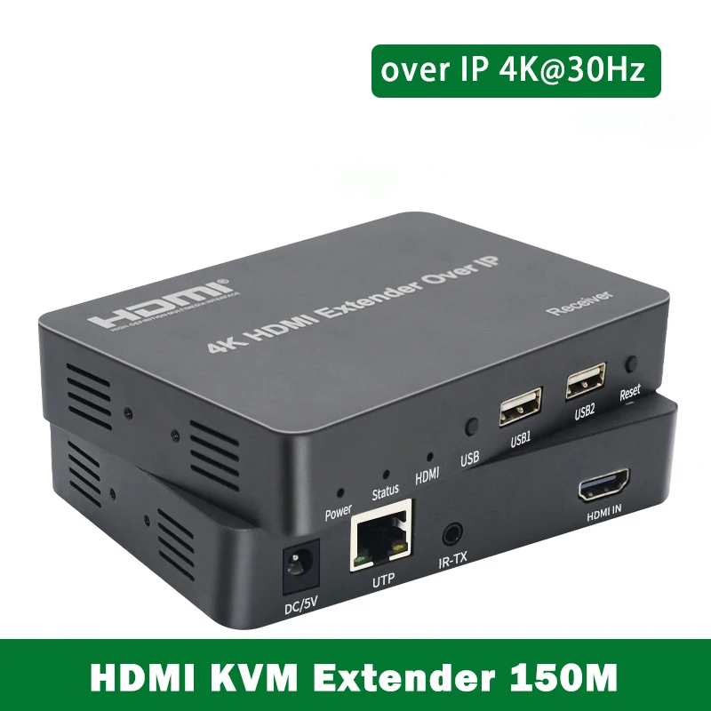 4K HDMI KVM Extender 150M Over IP HDMI USB KVM via RJ45 Cat5E/6 Ethernet Cable Support Through Network Switch for Mouse Keyboard
4K HDMI KVM Extender 150M Over IP HDMI USB KVM via RJ45 Cat5E/6 Ethernet Cable Support Through Network Switch for Mouse Keyboard