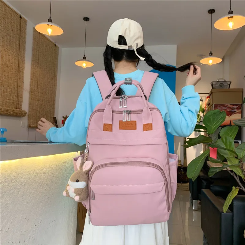 Trendy Solid Color Nylon Backpack For Women Preppy Style Casual Student School Bag For Teen Girls Waterproof New Travel Rucksack
Trendy Solid Color Nylon Backpack For Women Preppy Style Casual Student School Bag For Teen Girls Waterproof New Travel Rucksack