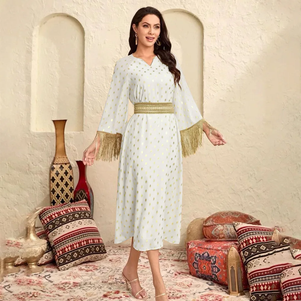 Eid Mubarak Party Muslim Fashion Tassel Abaya Women Ribbon Ethinc Long Maxi Dress Turkey Ramadan Dubai Saudi Kaftan Morocco Gown
Eid Mubarak Party Muslim Fashion Tassel Abaya Women Ribbon Ethinc Long Maxi Dress Turkey Ramadan Dubai Saudi Kaftan Morocco Gown