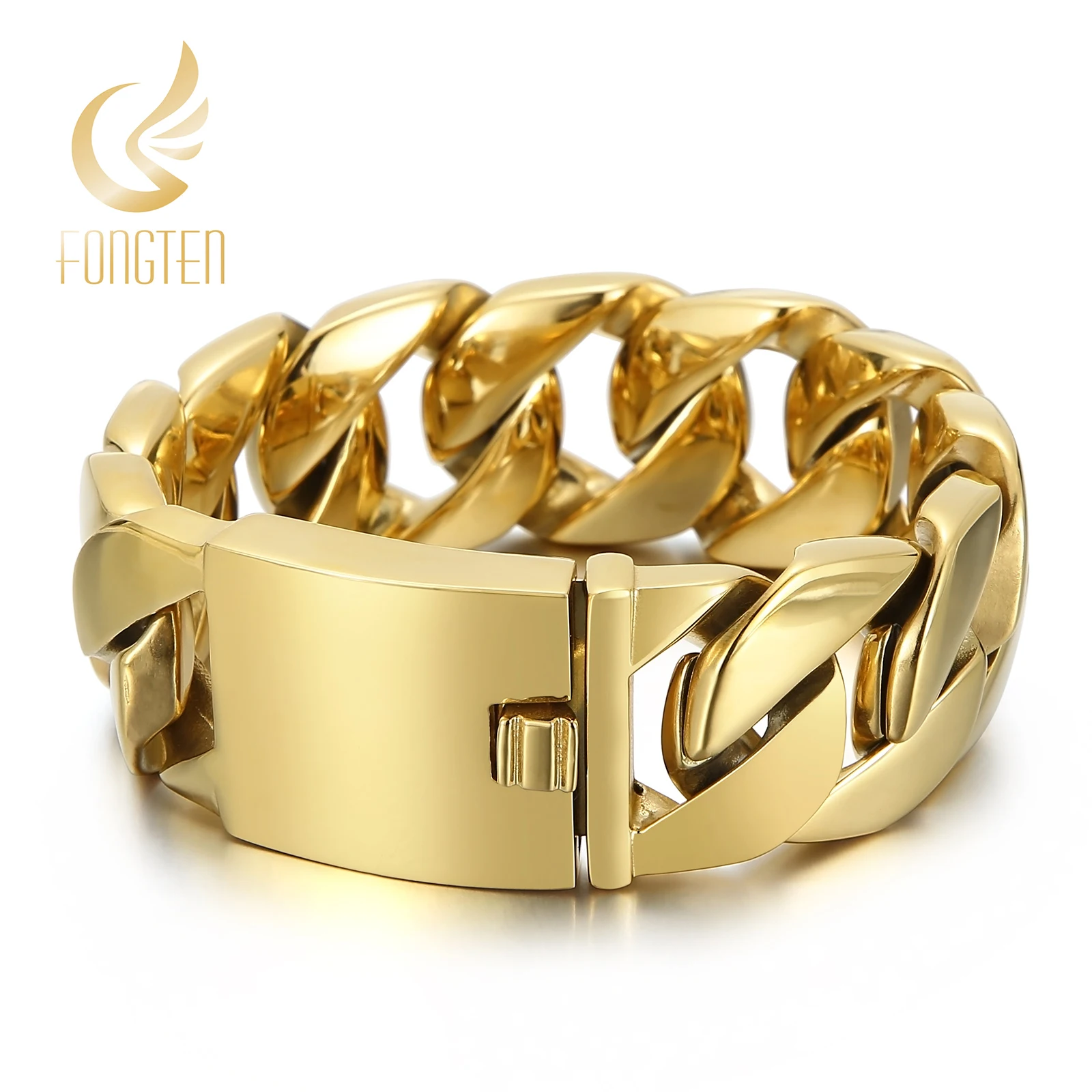 Fongten Wide Heavy Cuban Chain Bracelet for Men High Quality Polished Stainless Steel Gold/Silver Color Fashion Jewelry Gift
Fongten Wide Heavy Cuban Chain Bracelet for Men High Quality Polished Stainless Steel Gold/Silver Color Fashion Jewelry Gift