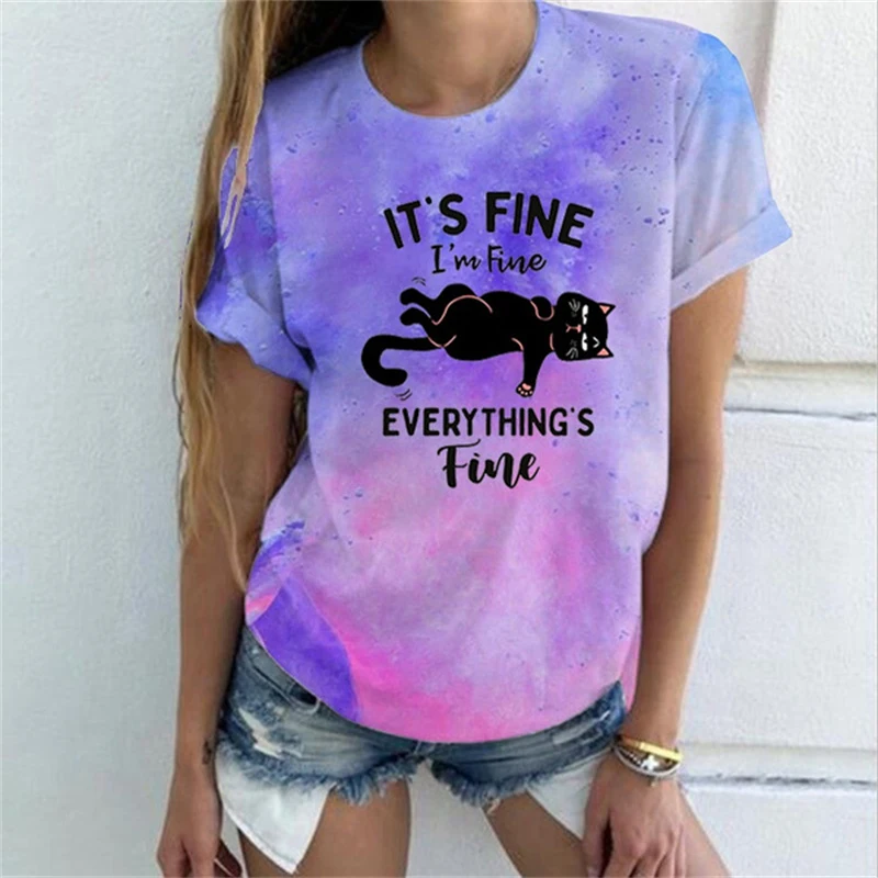 Fashion Cat It'S Fine I'M Fine Everything'S Fine Print Hip Hop Short Sleeve Men Women Summer Casual Outdoor Tie Dye T Shirt Tops
Fashion Cat It'S Fine I'M Fine Everything'S Fine Print Hip Hop Short Sleeve Men Women Summer Casual Outdoor Tie Dye T Shirt Tops