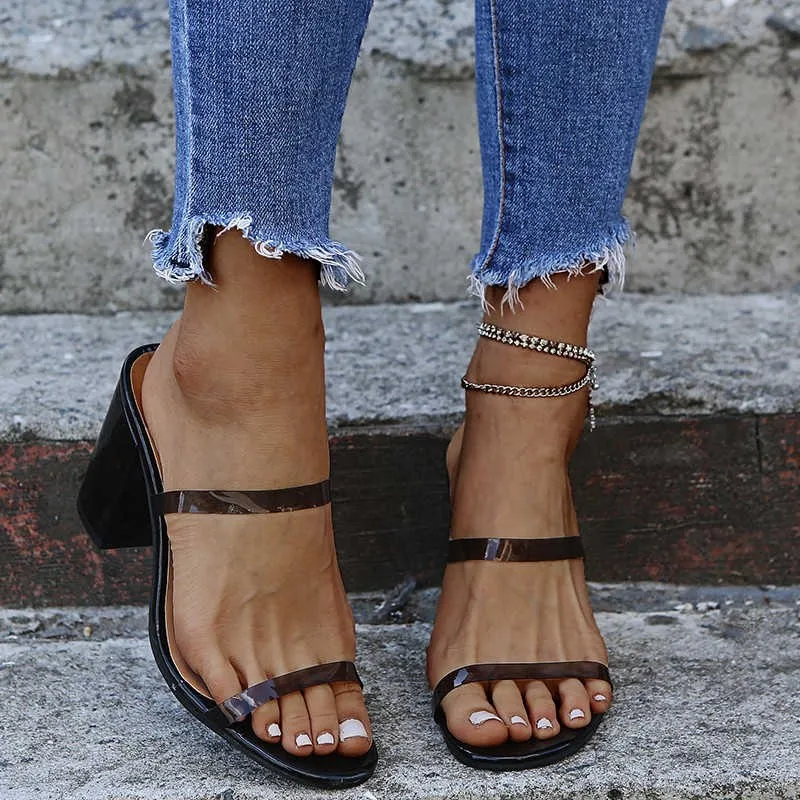 Summer new style buckle with square head thick heel all-match slippers, simple net red sandals for women
Summer new style buckle with square head thick heel all-match slippers, simple net red sandals for women