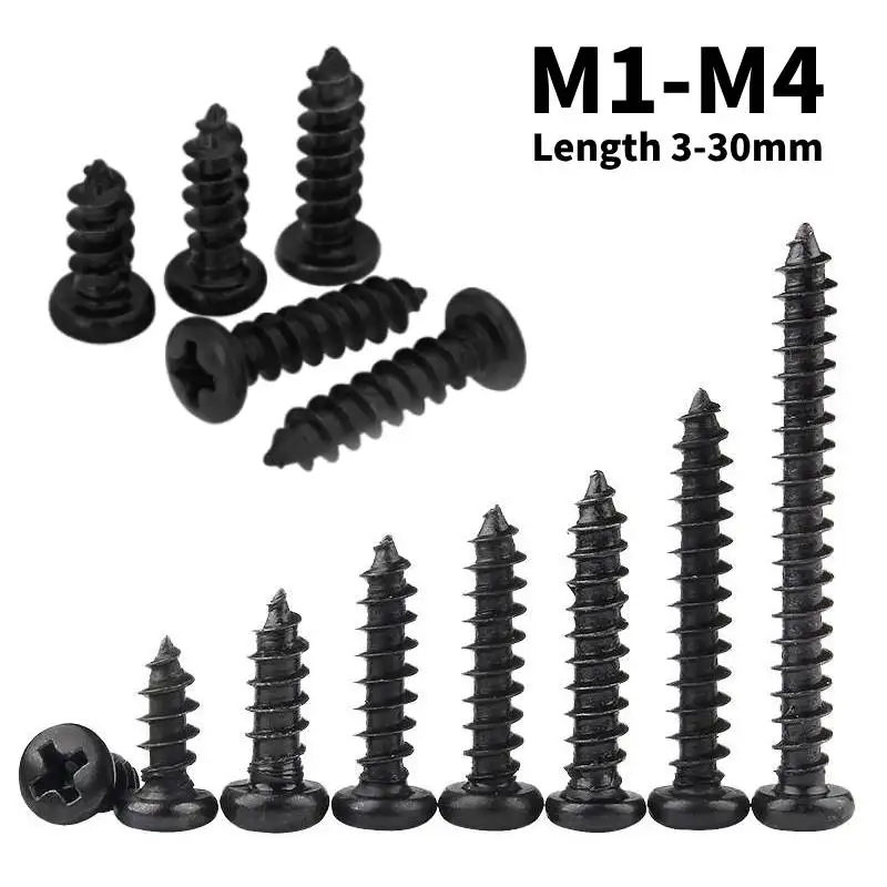 M1 M1.2 M1.4 M1.5 M1.7 M1.8 M2 M2.3 M2.6 M2.8 M3 M3.5 M4 Black Zinc Cross Head Pan Head Self-Tapping Screw Length 3-30mm
M1 M1.2 M1.4 M1.5 M1.7 M1.8 M2 M2.3 M2.6 M2.8 M3 M3.5 M4 Black Zinc Cross Head Pan Head Self-Tapping Screw Length 3-30mm