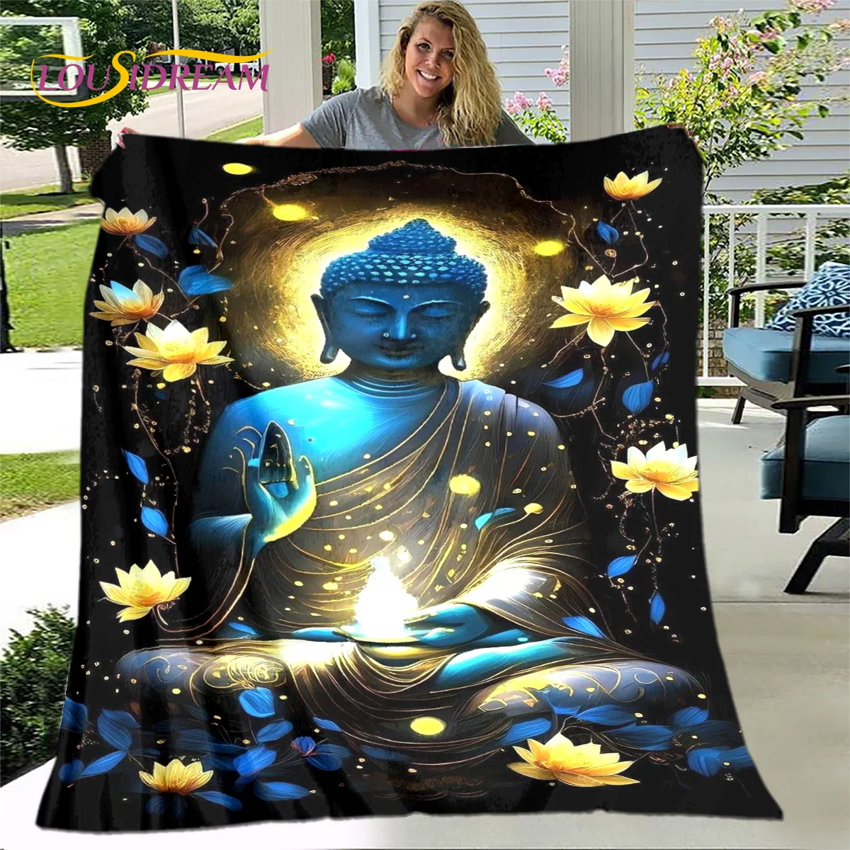 3D Sakyamuni с изображением Будды и Гуаньинь Bodhisattva буддистское религиозное одеяло