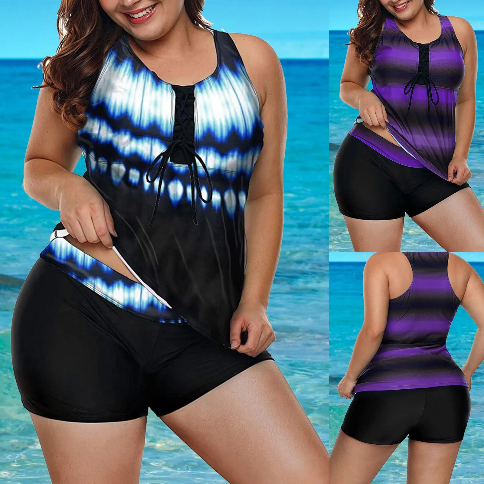 

New Blouson Tankini Swimsuits For Women Loose Fit Printed Modest Two Piece Bathing Suits 2023 Push Up Tummy Control Swimwear 3XL