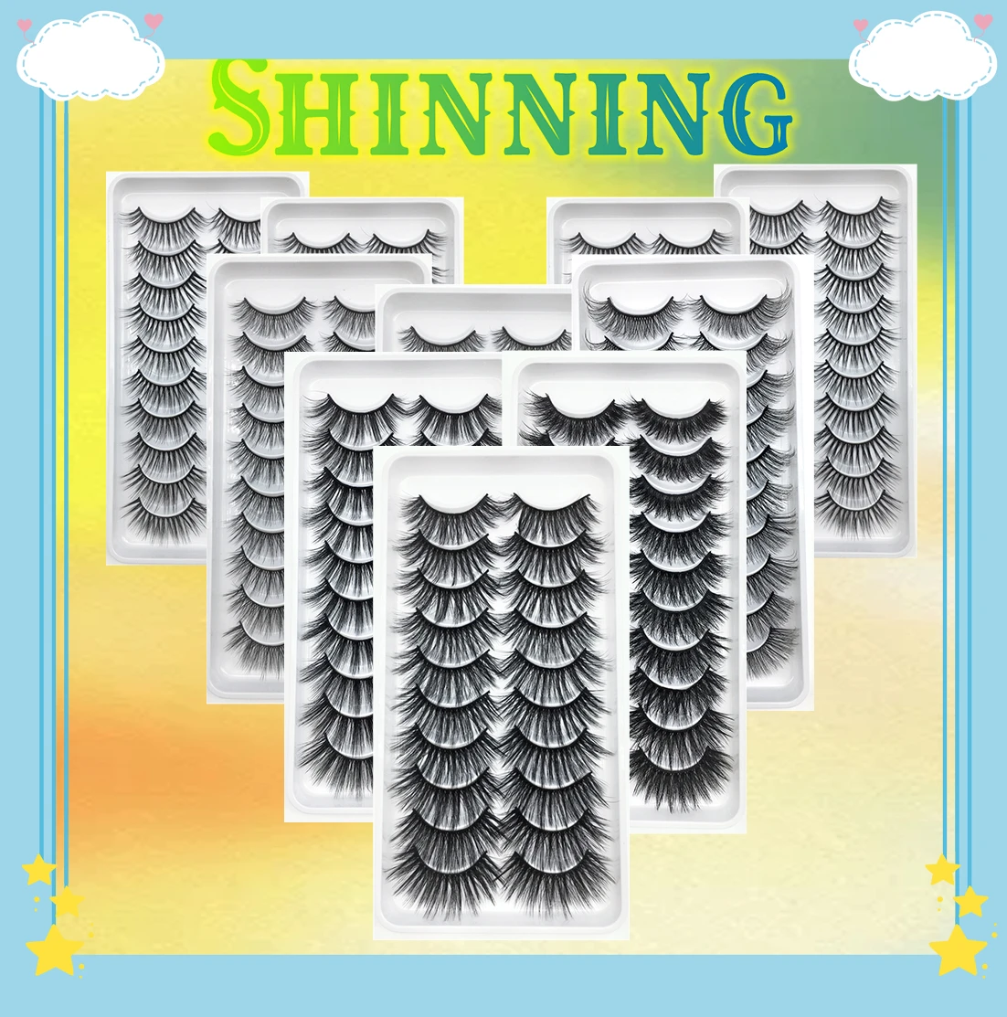 10 пар, шикарные мягкие натуральные длинные накладные ресницы
10 пар, шикарные мягкие натуральные длинные накладные ресницы