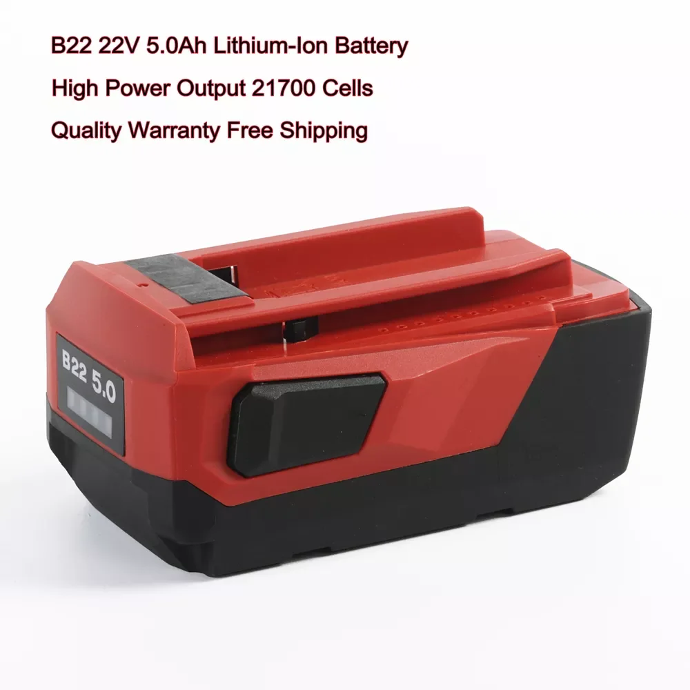 New B22 22V 5.0Ah 5000mAh High Power Lithium-Ion Battery for Hilti 18V 21.6V 22V Cordless Power Tool for Hilti 22V Battery Tool
New B22 22V 5.0Ah 5000mAh High Power Lithium-Ion Battery for Hilti 18V 21.6V 22V Cordless Power Tool for Hilti 22V Battery Tool