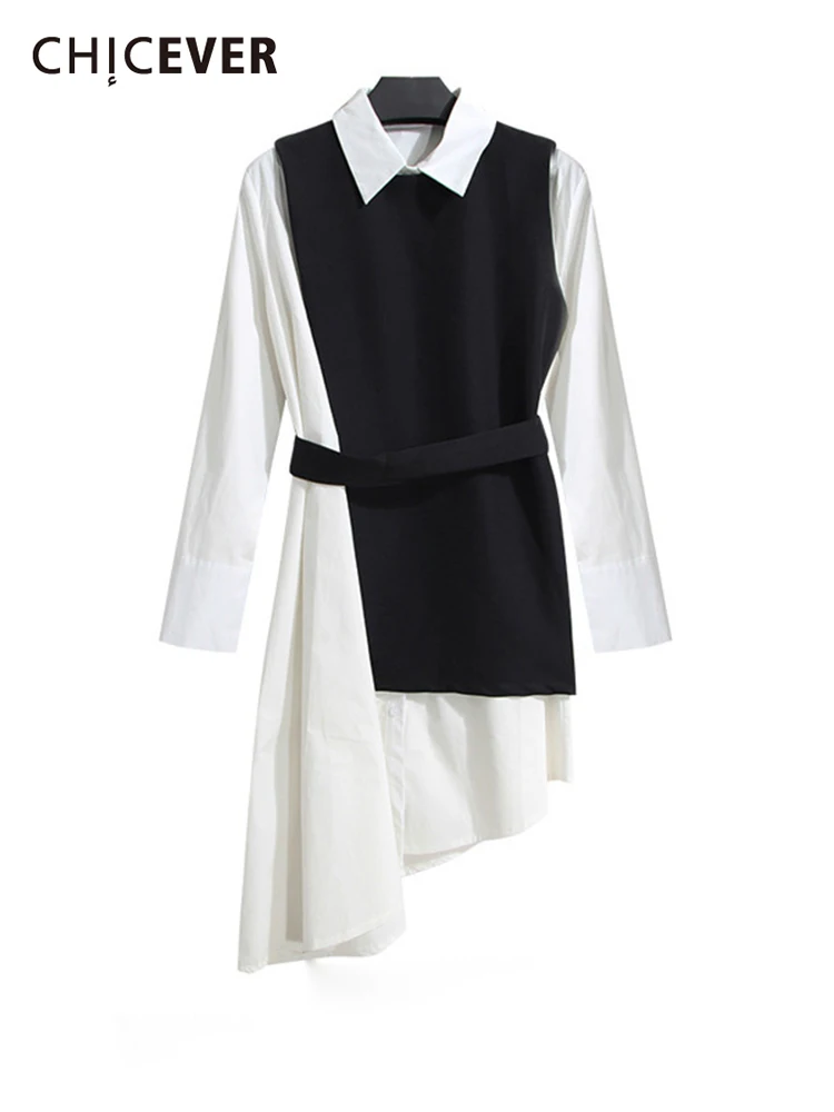 CHICEVER Asymmetrical Patchwork Colorblock Dress For Women Lapel Long Sleeve Lace Up Mini Dresses Female 2022 Spring Clothes New
CHICEVER Asymmetrical Patchwork Colorblock Dress For Women Lapel Long Sleeve Lace Up Mini Dresses Female 2022 Spring Clothes New