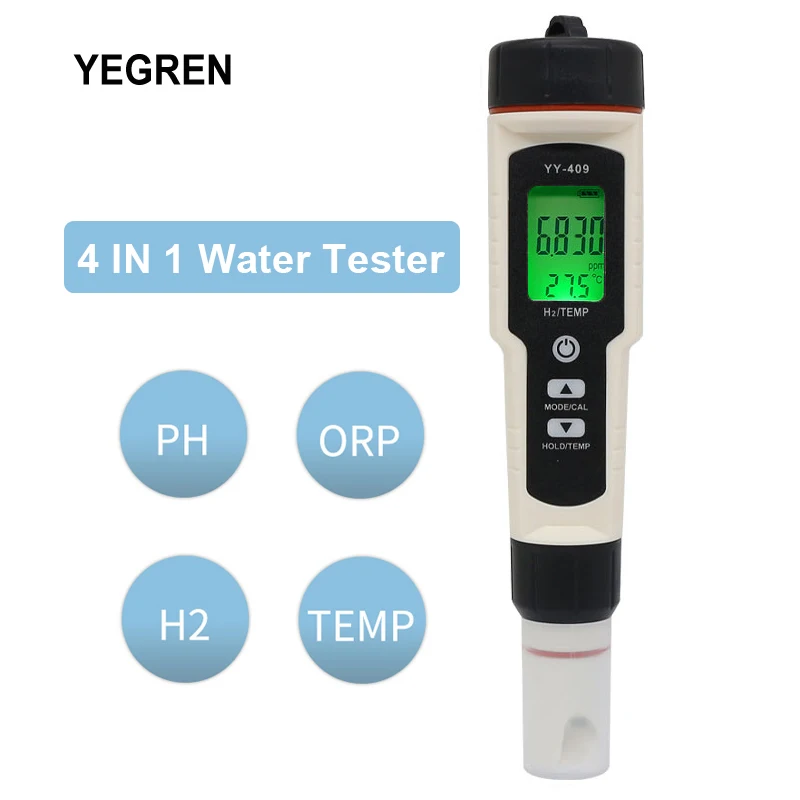 

Portable Water Quality Tester 1200mV ORP 0-14 PH Meter H2 Hydrogen Test Pen with LCD Backlight 2 In 1 or 4 In 1 Water Detector