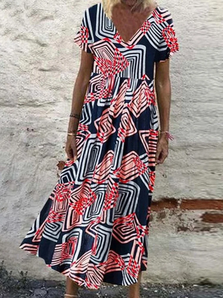 2022 Boho Pattern Print Vintage Party Dress Women Spring V Neck Loose Long Dress Summer Short Sleeve Maxi Beach Dresses Vestidos
2022 Boho Pattern Print Vintage Party Dress Women Spring V Neck Loose Long Dress Summer Short Sleeve Maxi Beach Dresses Vestidos