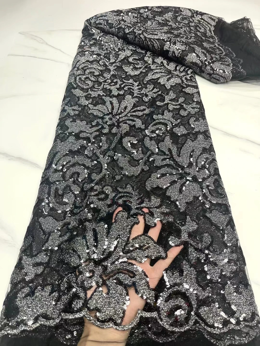 African Sequin Lace Fabric Black Net Lace Newest French Material Embroidered Floral Pattern for Dresses Multi Colour XJYN109
African Sequin Lace Fabric Black Net Lace Newest French Material Embroidered Floral Pattern for Dresses Multi Colour XJYN109