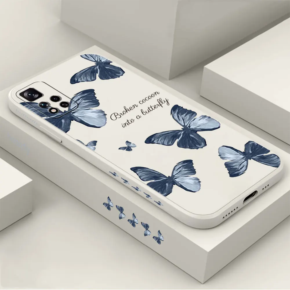 

Blue Butterfly Phone Case For Redmi Note 12 11 11T 11R 11E 11S 10 10T 9 9S 9T 8 7 7S Pro Plus Max 4G 5G Cover Fundas Cqoue Shell