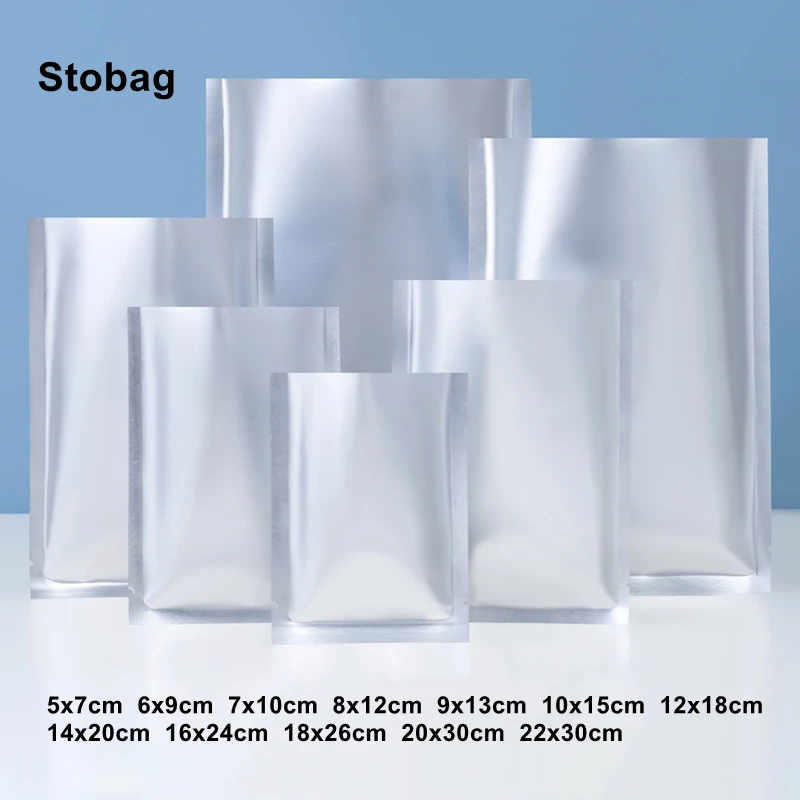 StoBag 100pcs Matte Sliver Open Top Food Sealed Bag Aluminum Foil Storage Vacuum Small for Candy Mask Powder Package Pouch Logo
StoBag 100pcs Matte Sliver Open Top Food Sealed Bag Aluminum Foil Storage Vacuum Small for Candy Mask Powder Package Pouch Logo