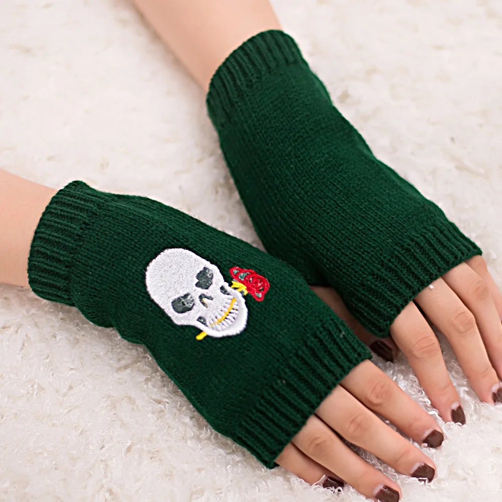 Gloves Embroidered Skull Gloves New Wool Fingerless Gloves Ghost Half Finger Gloves Female Candy Colors 2022 Winter New Arrival
Gloves Embroidered Skull Gloves New Wool Fingerless Gloves Ghost Half Finger Gloves Female Candy Colors 2022 Winter New Arrival