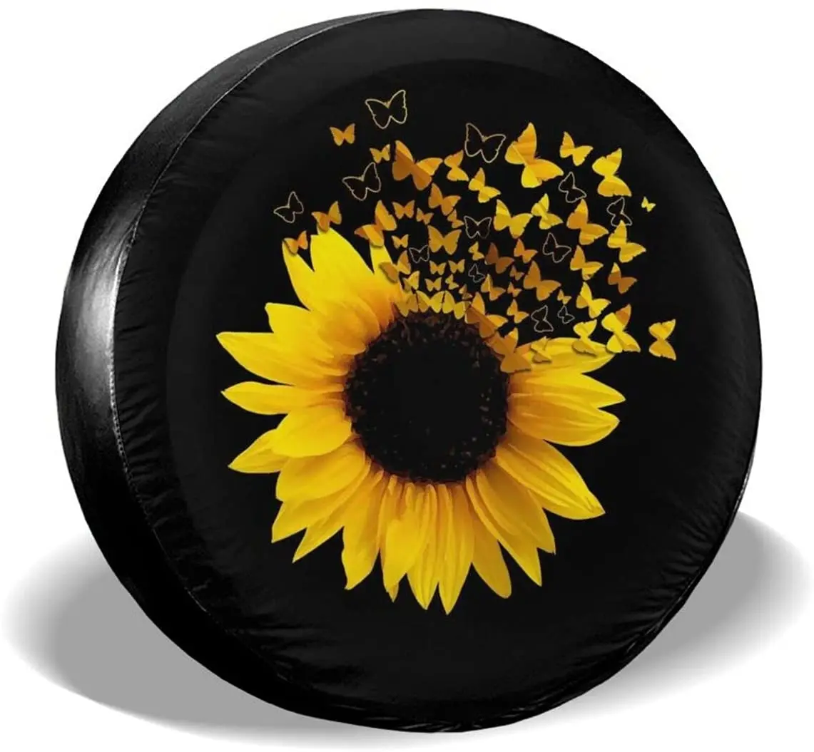 

Sunflower Butterfly Flower Spare Tire Cover Waterproof Dust-Proof UV Sun Wheel Tire Cover Fit for Jeep,Trailer, RV, SUV and Many