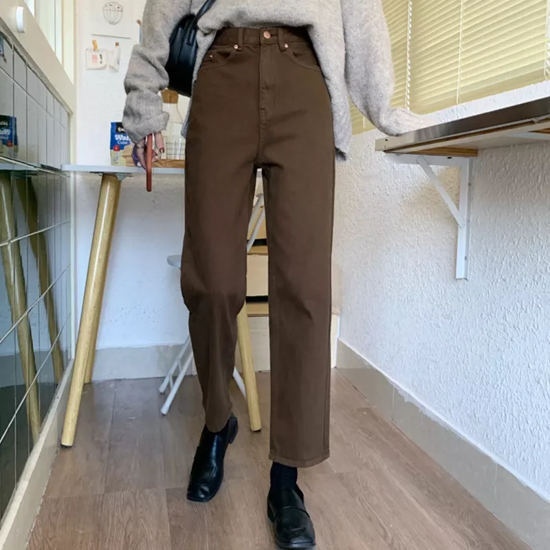 2022 autumn New Brown Straight Denim Vintage Slender Office Lady Jeans Women Trousers High Waist Large Size Pants Female KZ703
2022 autumn New Brown Straight Denim Vintage Slender Office Lady Jeans Women Trousers High Waist Large Size Pants Female KZ703