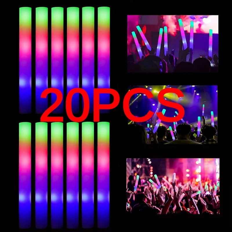 2023 NEW 20pcs LED Glow Sticks Colorful RGB Glow Foam Stick Cheer Tube Dark Light for Xmas Birthday Weddingg Party Supplies
2023 NEW 20pcs LED Glow Sticks Colorful RGB Glow Foam Stick Cheer Tube Dark Light for Xmas Birthday Weddingg Party Supplies