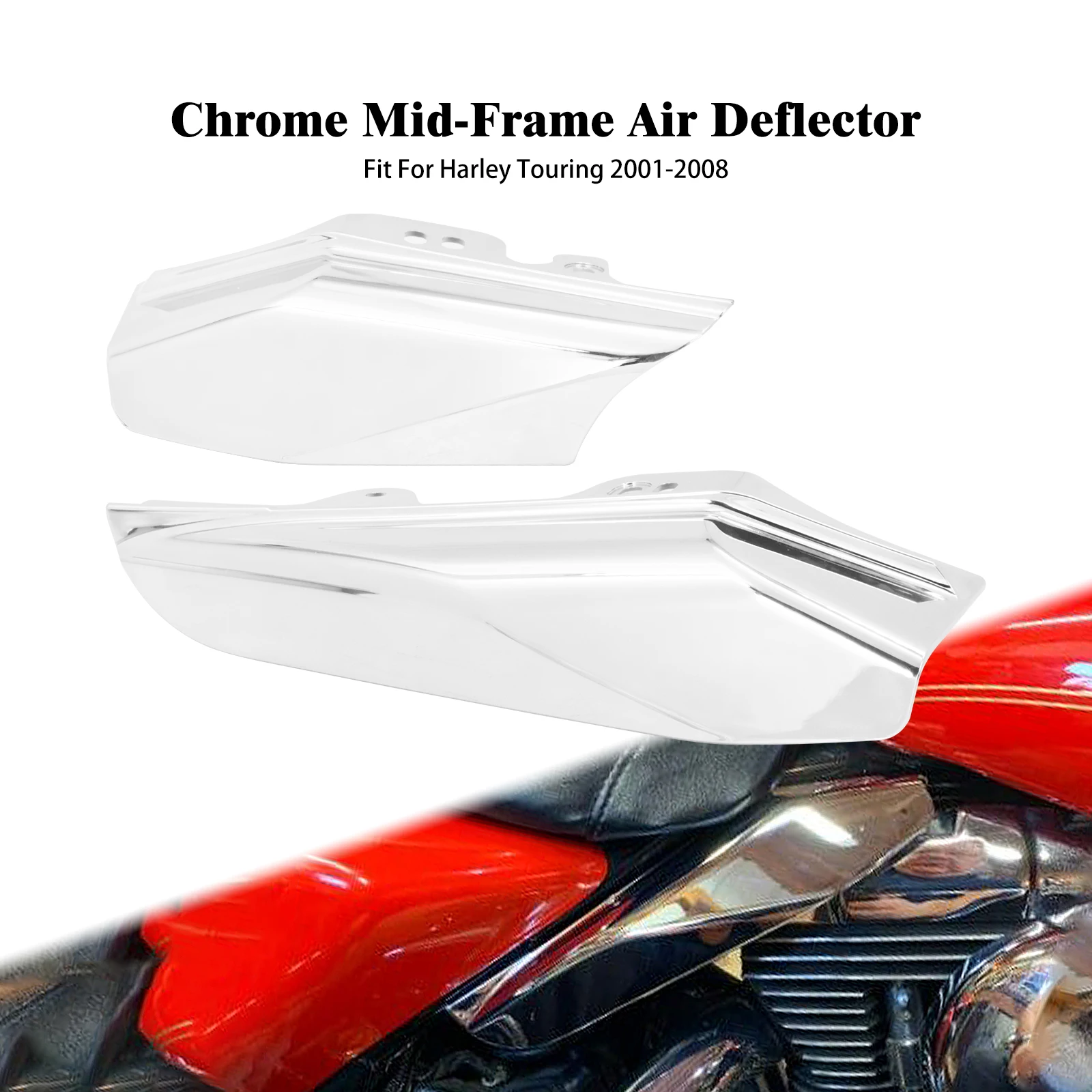 Motorcycle Mid-Frame Air Deflector Chrome Heat Shield For Harley Touring Street Electra Glide Road King FLHR FLHT FLTR 2001-2008
Motorcycle Mid-Frame Air Deflector Chrome Heat Shield For Harley Touring Street Electra Glide Road King FLHR FLHT FLTR 2001-2008