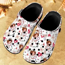 2023 Summer Outdoor Women Slippers Kawaii Nurse Medical Design Garden Flats Shoes Couple Indoor Classic Nursing Sandals Footwear