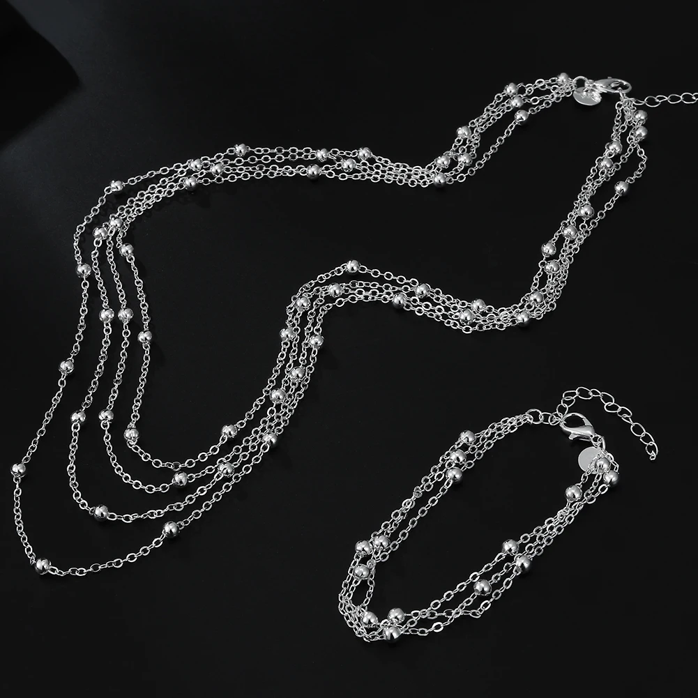 Hot 925 Stamp Silver color jewlery sets Tassel beads Bracelet necklaces for women fashion designer party wedding accessories
Hot 925 Stamp Silver color jewlery sets Tassel beads Bracelet necklaces for women fashion designer party wedding accessories