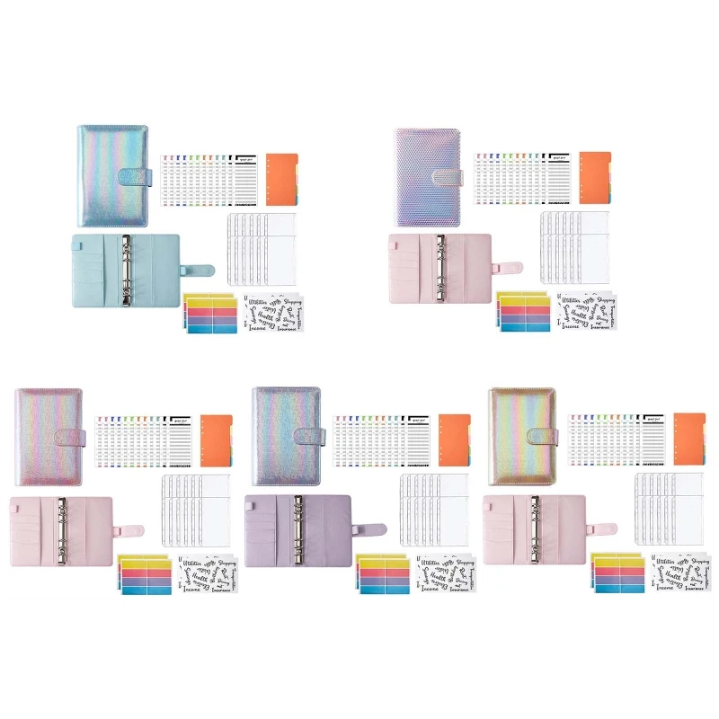 57EC Reusable Leather Binder Set with Binder Pockets Budget Sheets Index Tab Stickers 
57EC Reusable Leather Binder Set with Binder Pockets Budget Sheets Index Tab Stickers