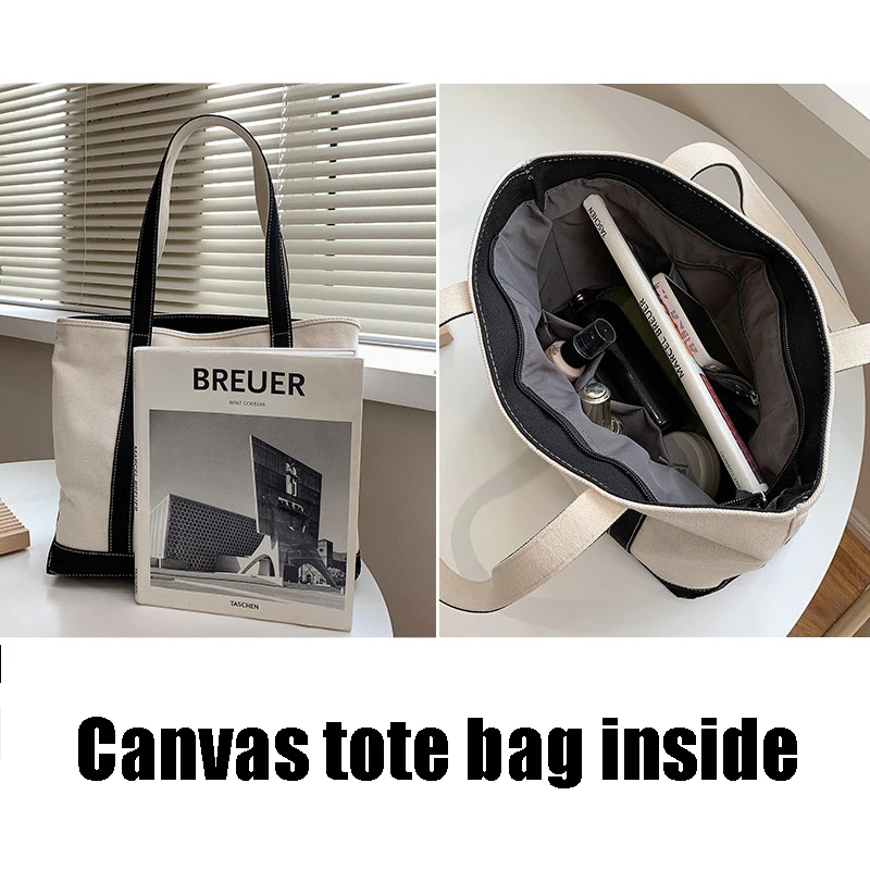 female Canvas cotton handbags tote shopping bag with zipper and inside pocket
female Canvas cotton handbags tote shopping bag with zipper and inside pocket