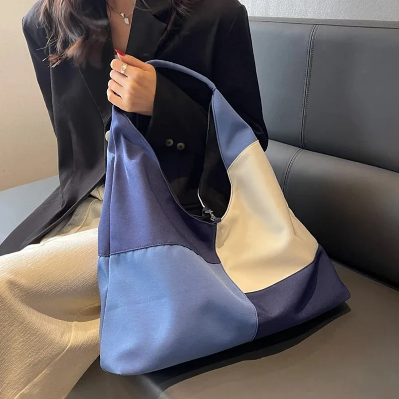 

Women's British Style New Fashion Canvas Patchwork Color Shoulder Sling Bags Lady Handbag Totes Handle Hobo Purse Satchel Bag
