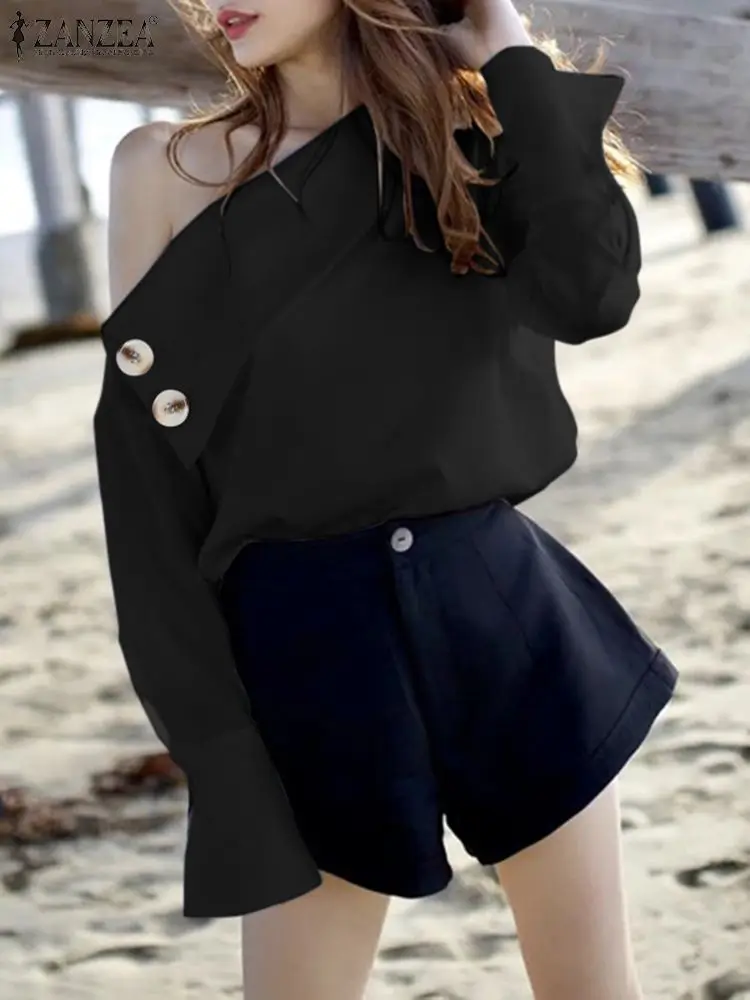 ZANZEA Women Elegant Long Sleeve Blusas Fashion One Shoulder Blouse Autumn 2022 Solid Color Chemise Femme Streetwear Chic Tops 
ZANZEA Women Elegant Long Sleeve Blusas Fashion One Shoulder Blouse Autumn 2022 Solid Color Chemise Femme Streetwear Chic Tops
