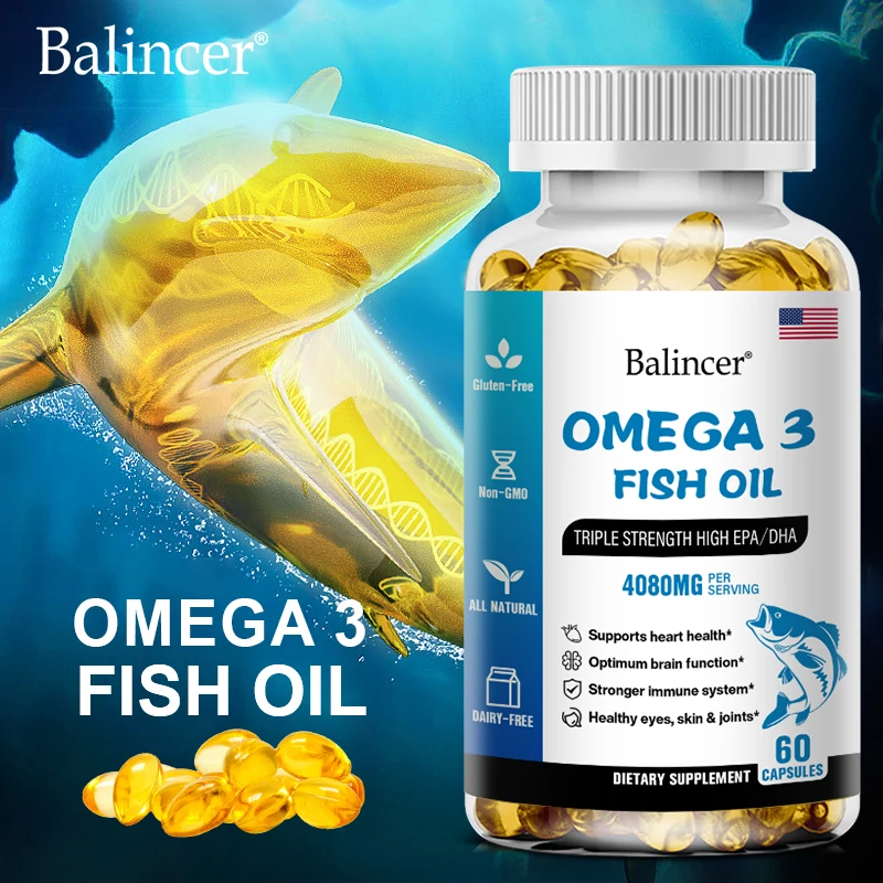 Balincer Omega-3 Fish Oil Triple Action Epa/dha Supports Heart, Brain Function, Immune System, Eye, Skin and Joint Health
Balincer Omega-3 Fish Oil Triple Action Epa/dha Supports Heart, Brain Function, Immune System, Eye, Skin and Joint Health
