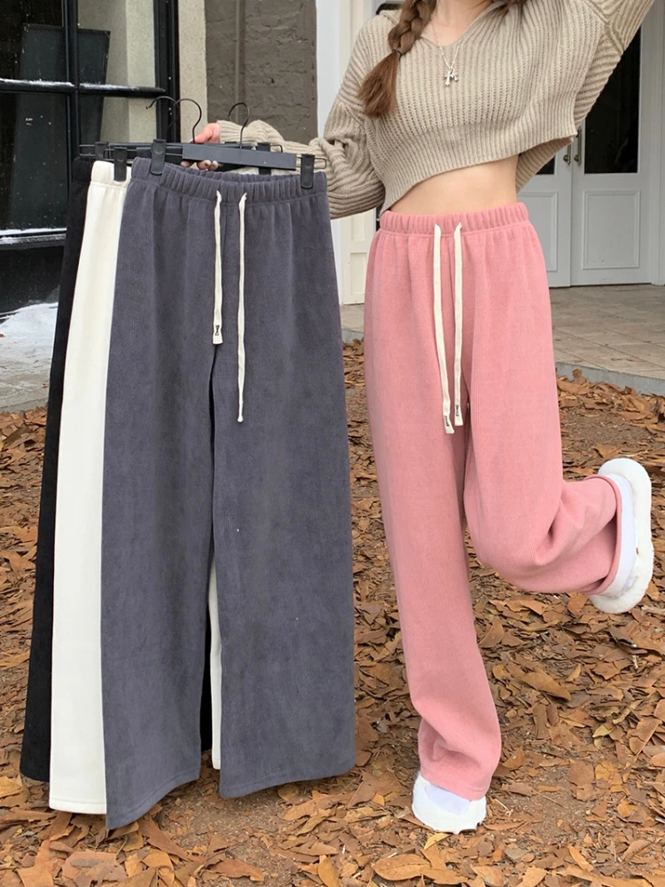 Winter Baggy Thick Wide-leg Pants Women Fashion High-waist Slim Fit Trouser Female Warm Streetwear Black Bottom Sweatpants
Winter Baggy Thick Wide-leg Pants Women Fashion High-waist Slim Fit Trouser Female Warm Streetwear Black Bottom Sweatpants