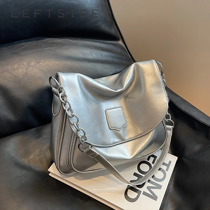 LEFTSIDE Silver Leather Crossbody Bags for Women Luxury 2023 Y2k Fashion Chain Underarm Shoulder Bag Female Armpit Handbags
LEFTSIDE Silver Leather Crossbody Bags for Women Luxury 2023 Y2k Fashion Chain Underarm Shoulder Bag Female Armpit Handbags