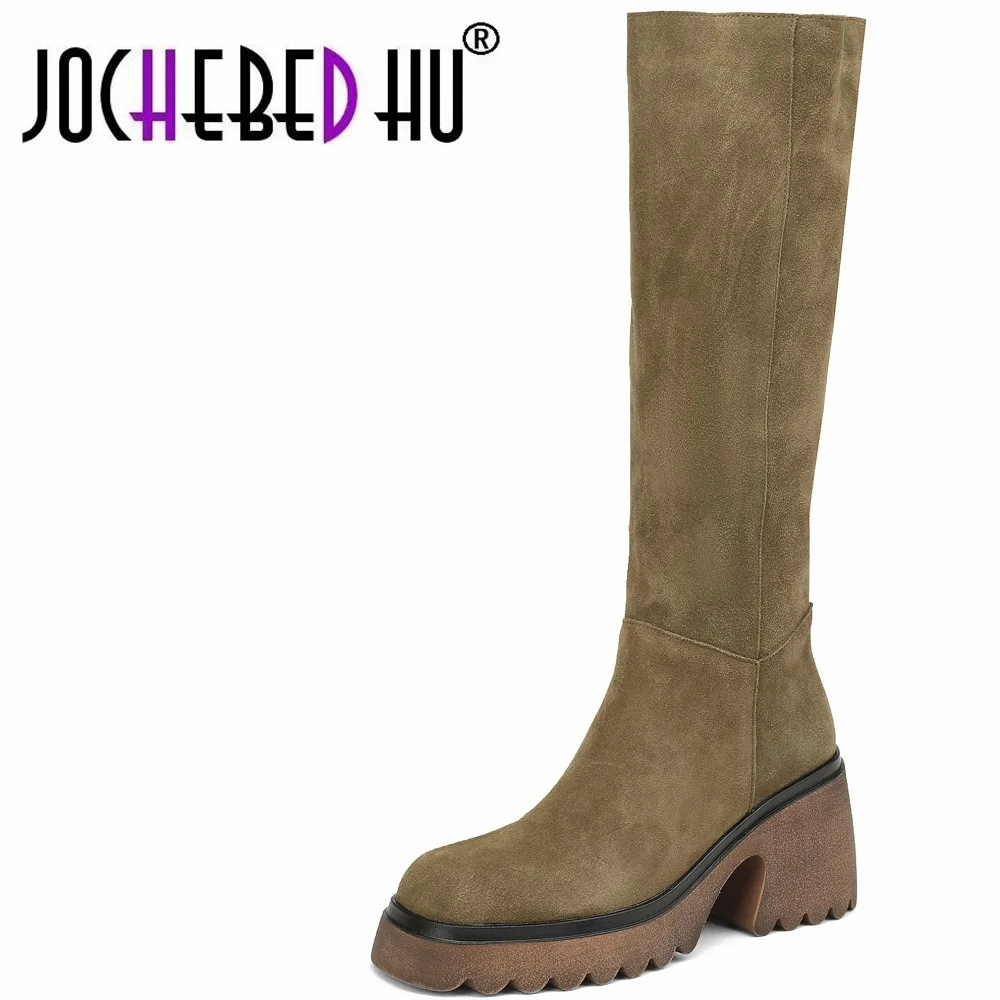 【JOCHEBED HU】Women Knee-High Genuine Leather Boots Thick Heels Square Toe Classic High Boots Autumn Winter Party Office Shoes
【JOCHEBED HU】Women Knee-High Genuine Leather Boots Thick Heels Square Toe Classic High Boots Autumn Winter Party Office Shoes