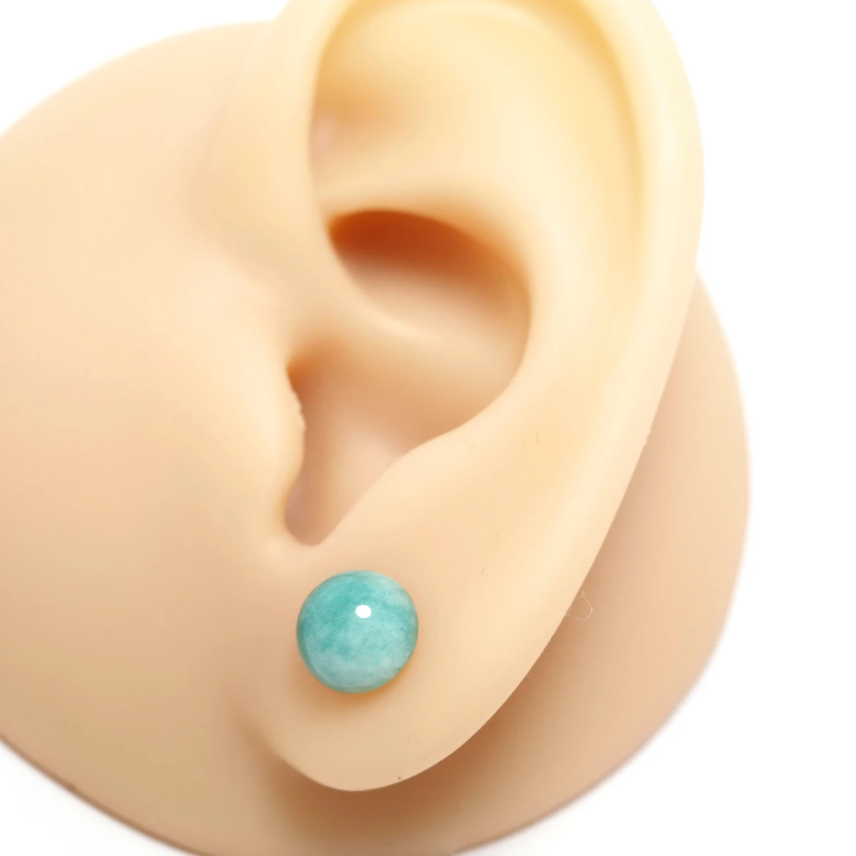 

Sky Blue Ear Studs,Gemstone Earrings,24K Gold Color Plated Brass,10mm Blue Stone Cartilage Piercing Jewelry,Stud Earrings,1pair