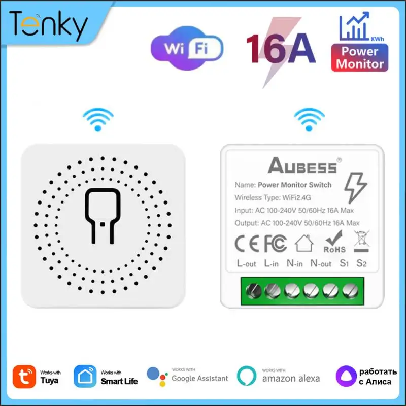 Умный мини-выключатель Tuya 16 А с поддержкой Wi-Fi и таймером 
Умный мини-выключатель Tuya 16 А с поддержкой Wi-Fi и таймером