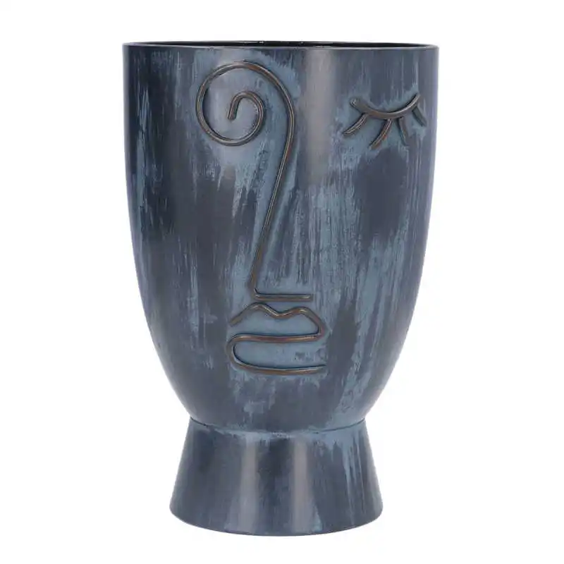 

Wrought Iron Face Planter Pot Ethnic Style Romantica Human Face Flowerpot for Home Shelf Wedding Home Decoration