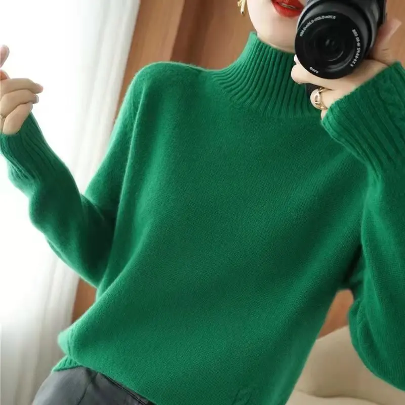 

Женский свитер с высоким воротником, женские пуловеры, винтажный теплый джемпер, новинка, вязаный осенне-зимний ленивый Топ, новинка 2023, женские топы Y16